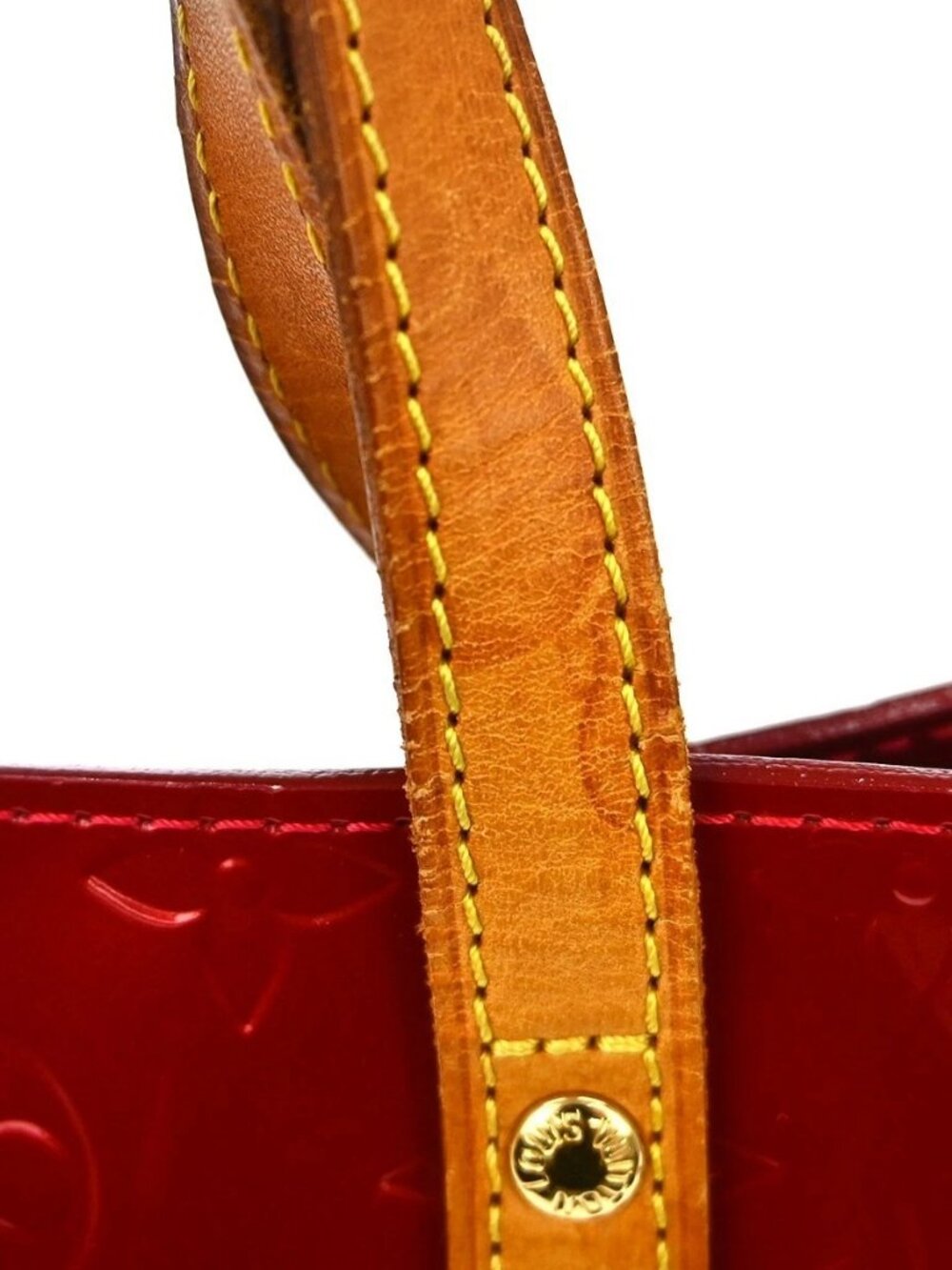 LOUIS VUITTON RED VERNIS READE PM TOTE HANDBAG M91088 MI1006 YQ07250 - Picture 9 of 15